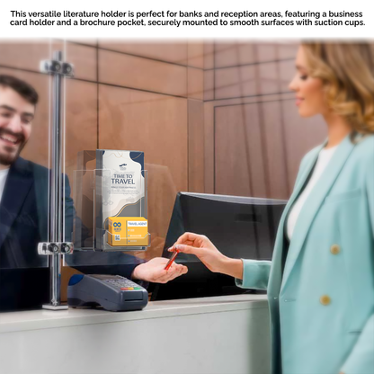 4"W Tri Fold Display With Business Card Pocket With Suction Cups