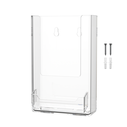 4"W Trifold Brochure Holder Display with Business Card Pocket