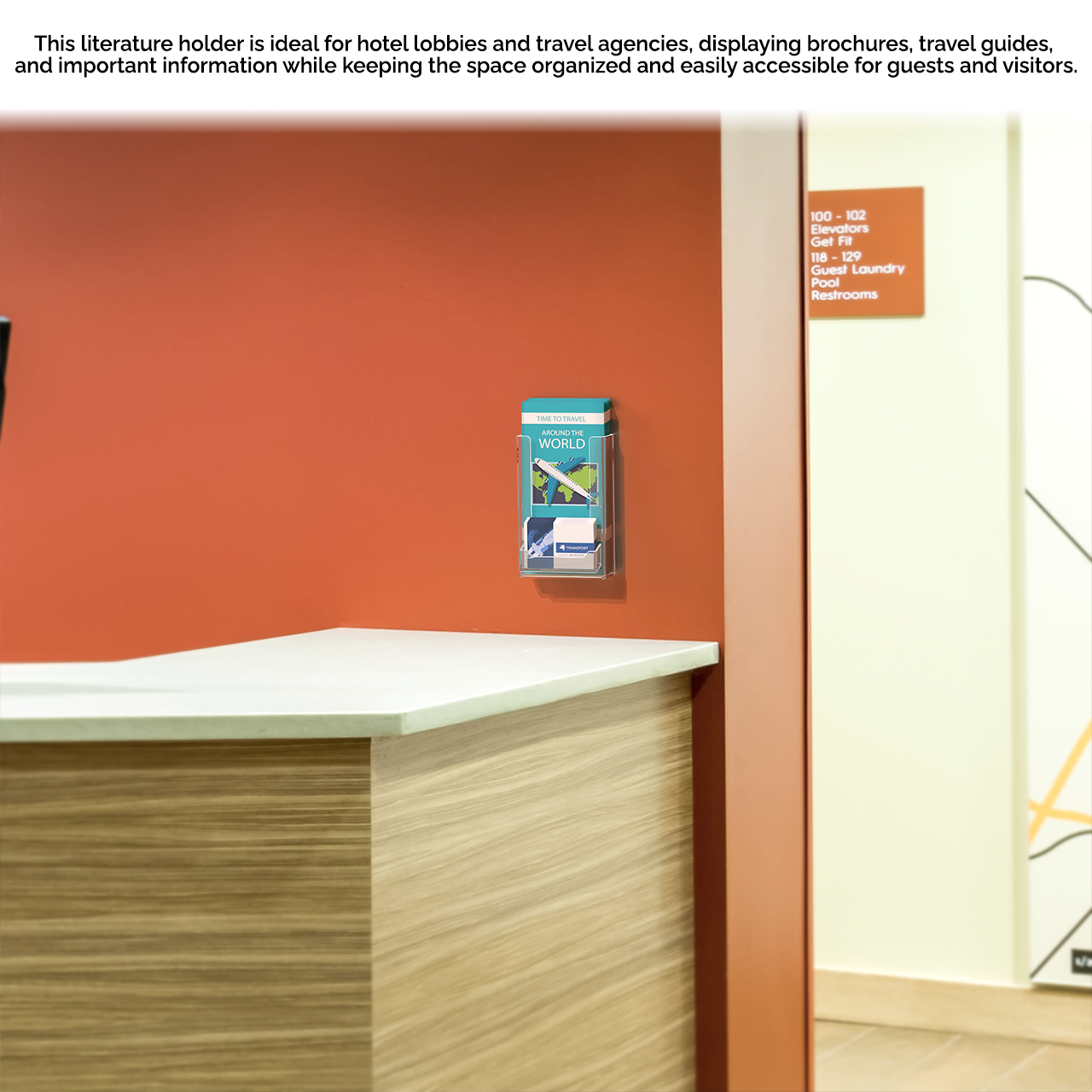 4"W Trifold Brochure Holder Display with Business Card Pocket