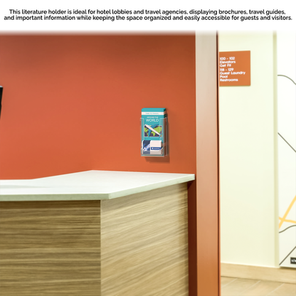 4"W Trifold Brochure Holder Display with Business Card Pocket