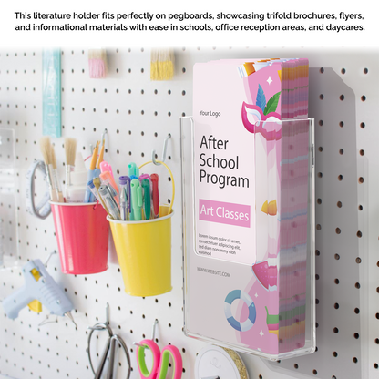 Pegboard 4" Trifold Brochure Holder Literature Display