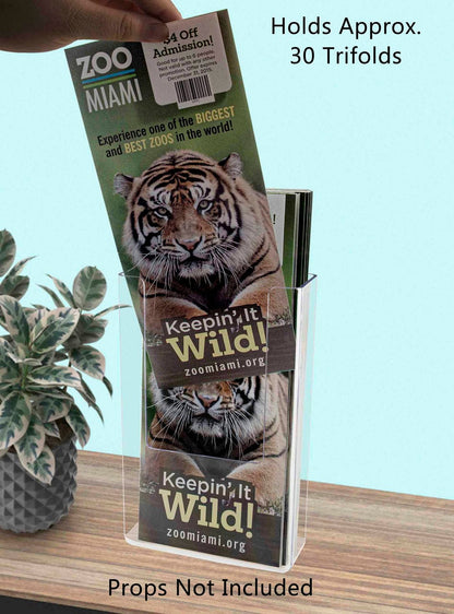 3.5"W Slim Trifold Brochure Holder Countertop or Wall Mount