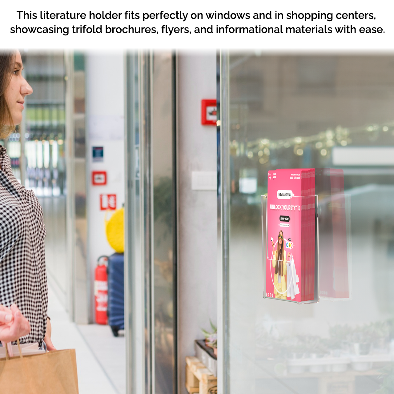 Suction Cup 4"W Trifold Brochure Holder Window Mount