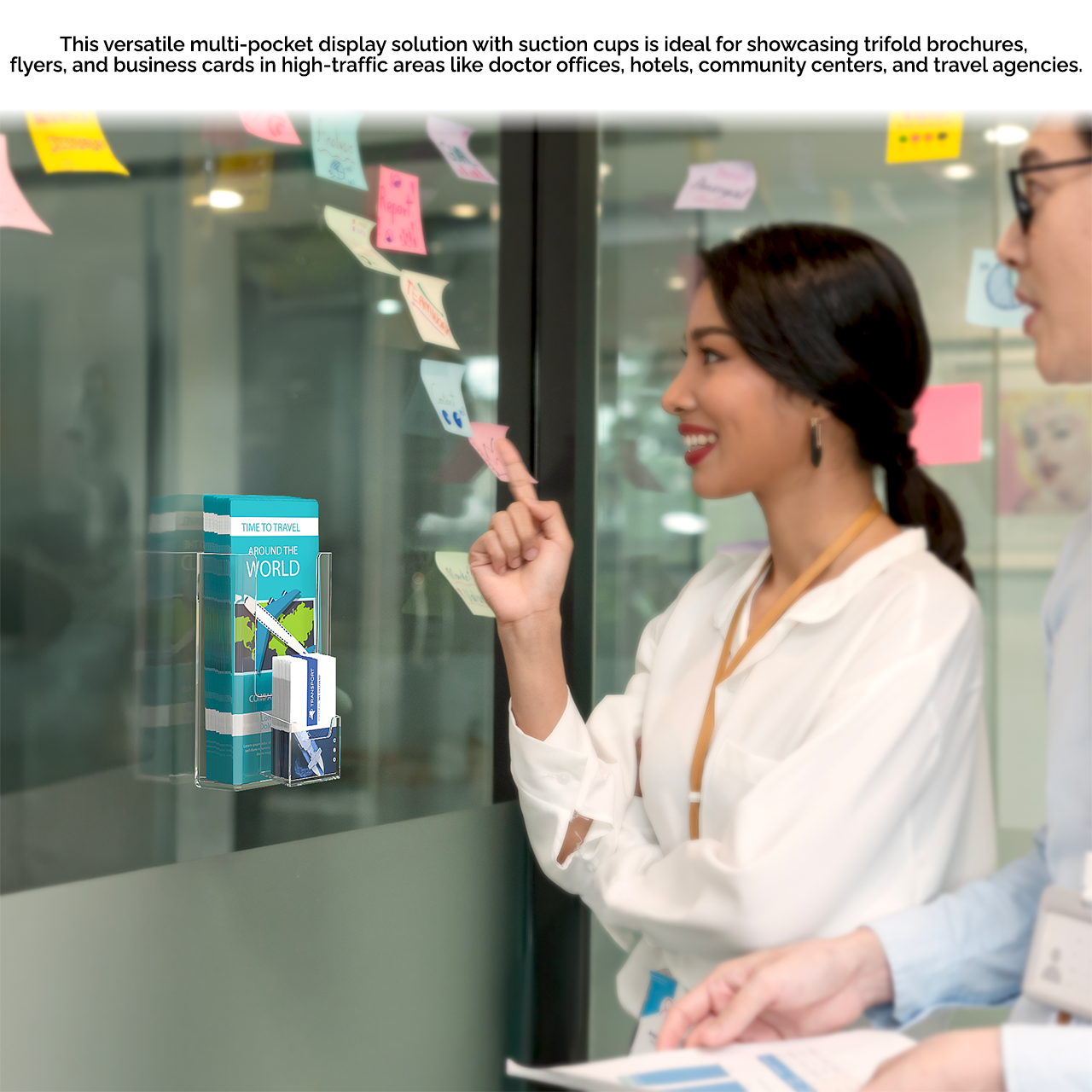 Suction Cup 4"W Trifold Holder with Vertical Card Pocket Window Mount