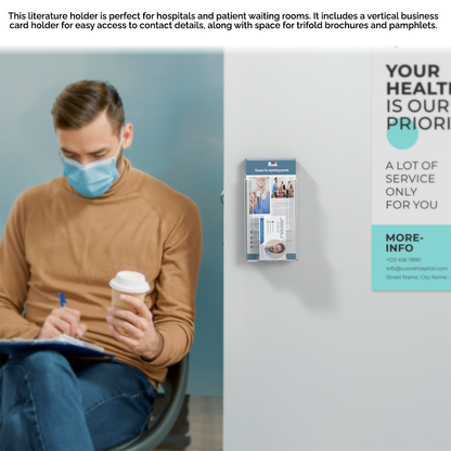 4"W Trifold Brochure Holder Display with Business Card Pocket