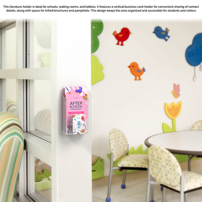 4"W Trifold Brochure Holder Display with Business Card Pocket