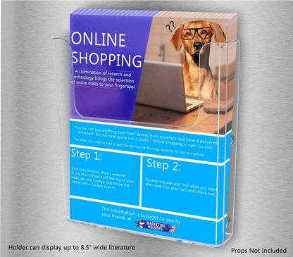 8.5"W Magnetic Flyer Holder Metal Mount Brochure Display