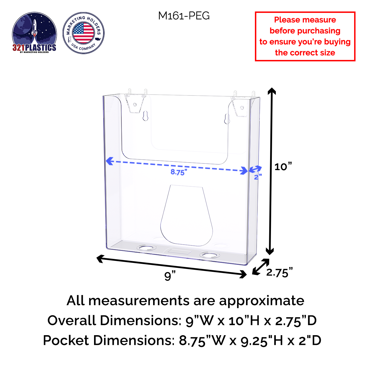Pegboard 8.5"W Advertisement Flyer Holder