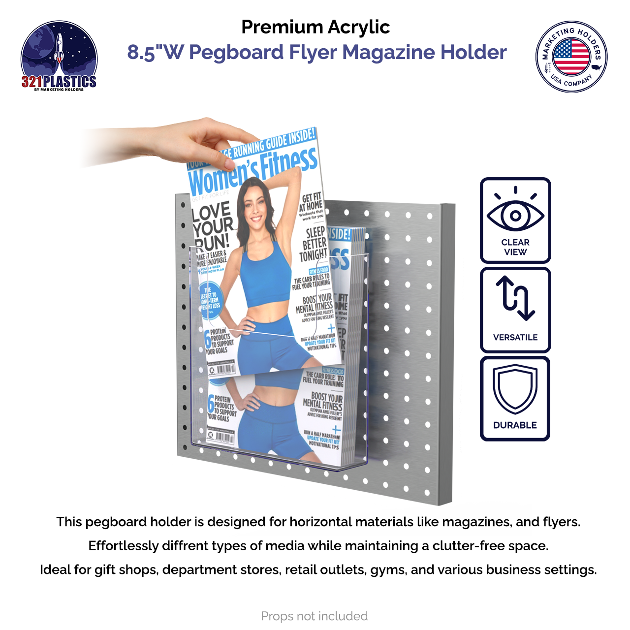 Pegboard 8.5"W Advertisement Flyer Holder