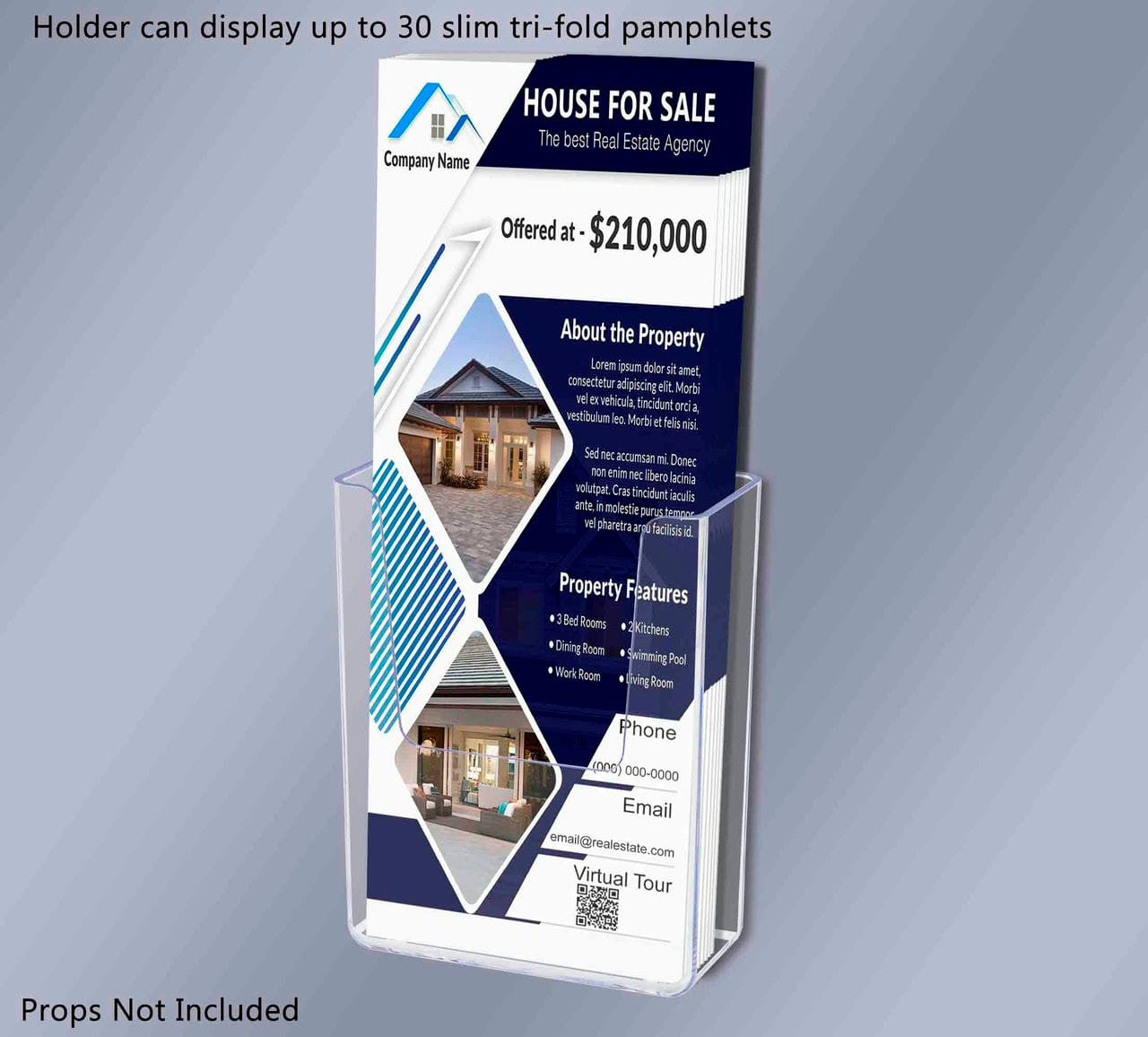 Suction Cup 3.25"W Oversized Business Card Holder Window Mount