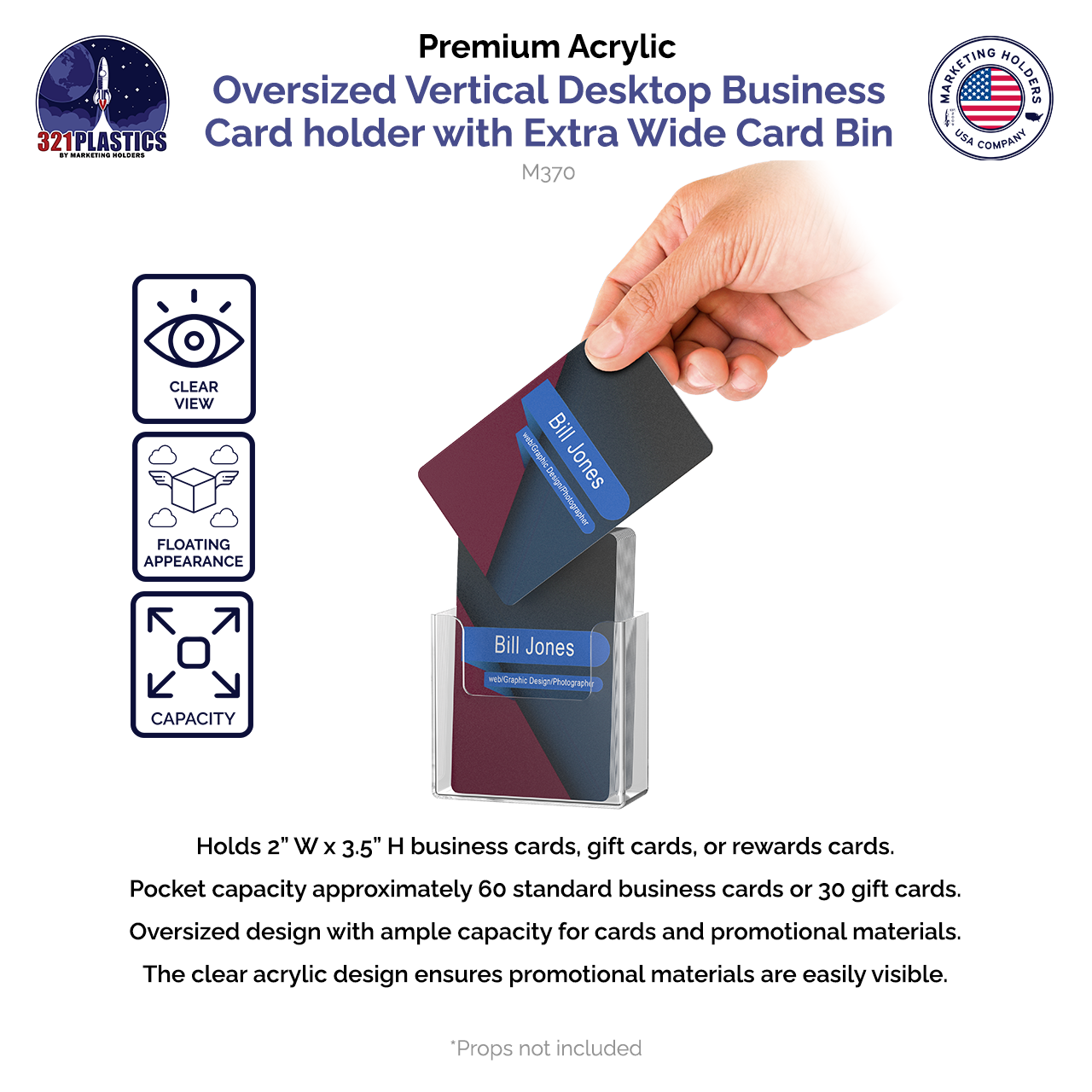 Vertical Desktop Business Card Holder Extra Wide Deep Oversized