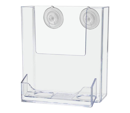 Window Mount 4"W Trifold Holder with Card Pocket and Suction Cups