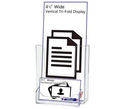 4"W Trifold Brochure Holder with Business Card Pocket