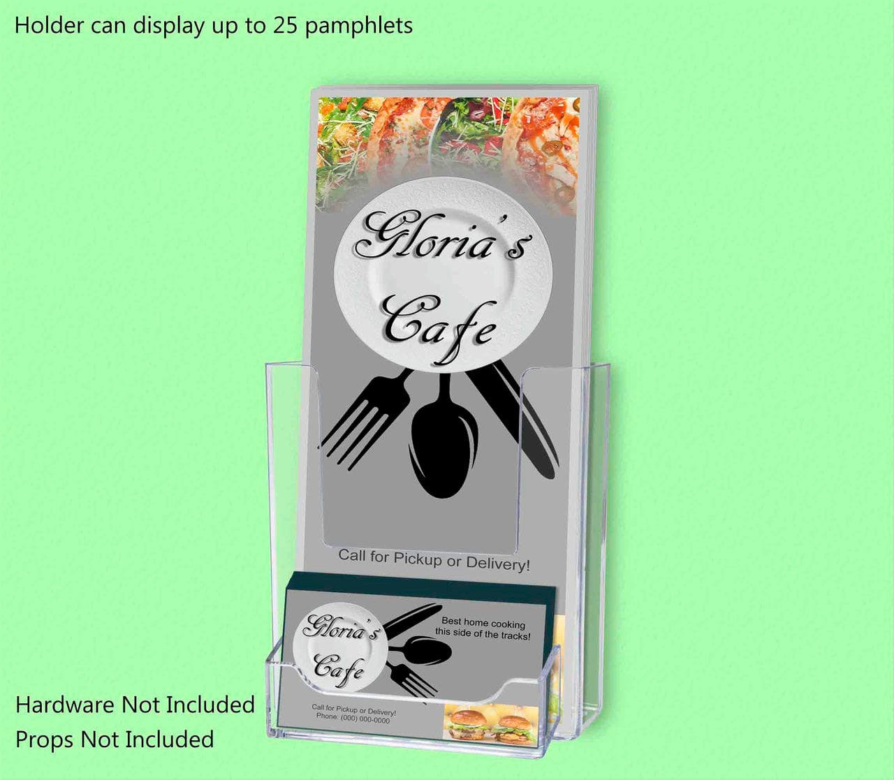 4"W Trifold Brochure Holder with Business Card Pocket