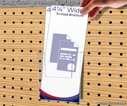 Pegboard 4"W Trifold Brochure Holder Advertisement Rack