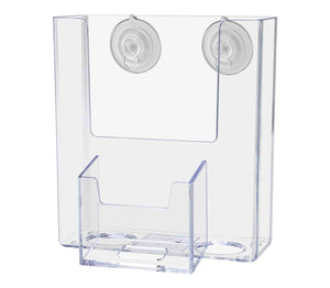 Window Mount 4"W Trifold Holder with Vertical Card Pocket and Suction Cups