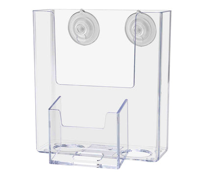 Window Mount 4"W Trifold Holder with Vertical Card Pocket and Suction Cups