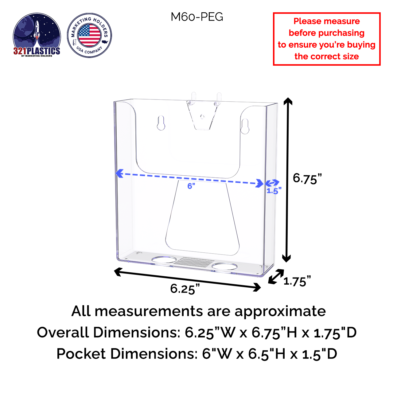 Pegboard 6"W Bifold Brochure Holder Booklet Display