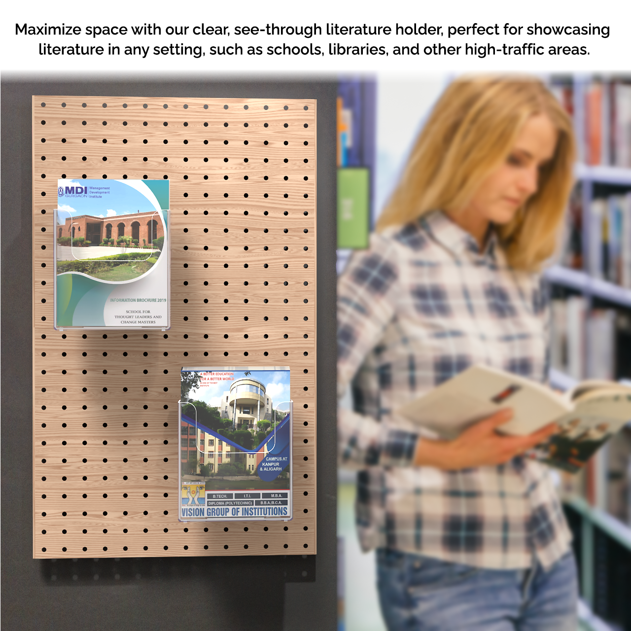 Pegboard 6"W Bifold Brochure Holder Booklet Display