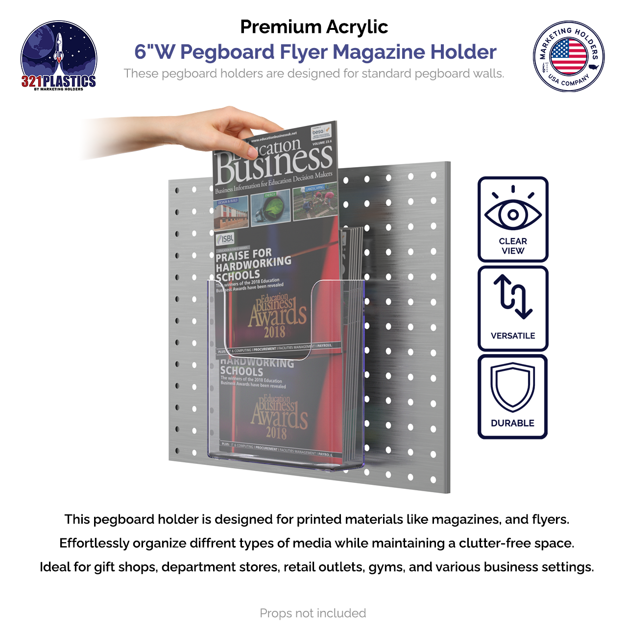 Pegboard 6"W Bifold Brochure Holder Booklet Display