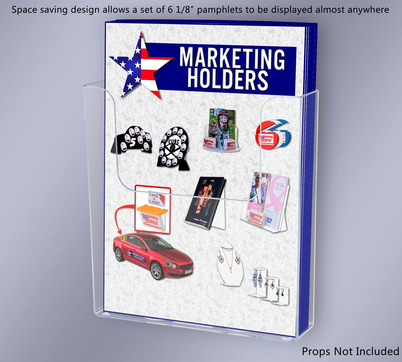 Suction Cup 6"W Bifold Brochure Holder Window Mount Display