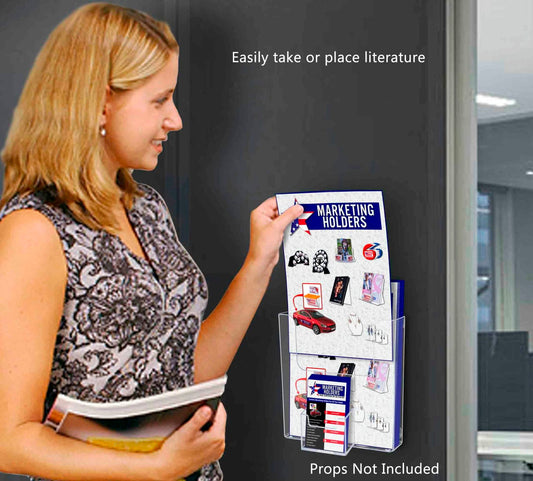 6"W Magnetic Flyer Holder with Vertical Business Card Pocket