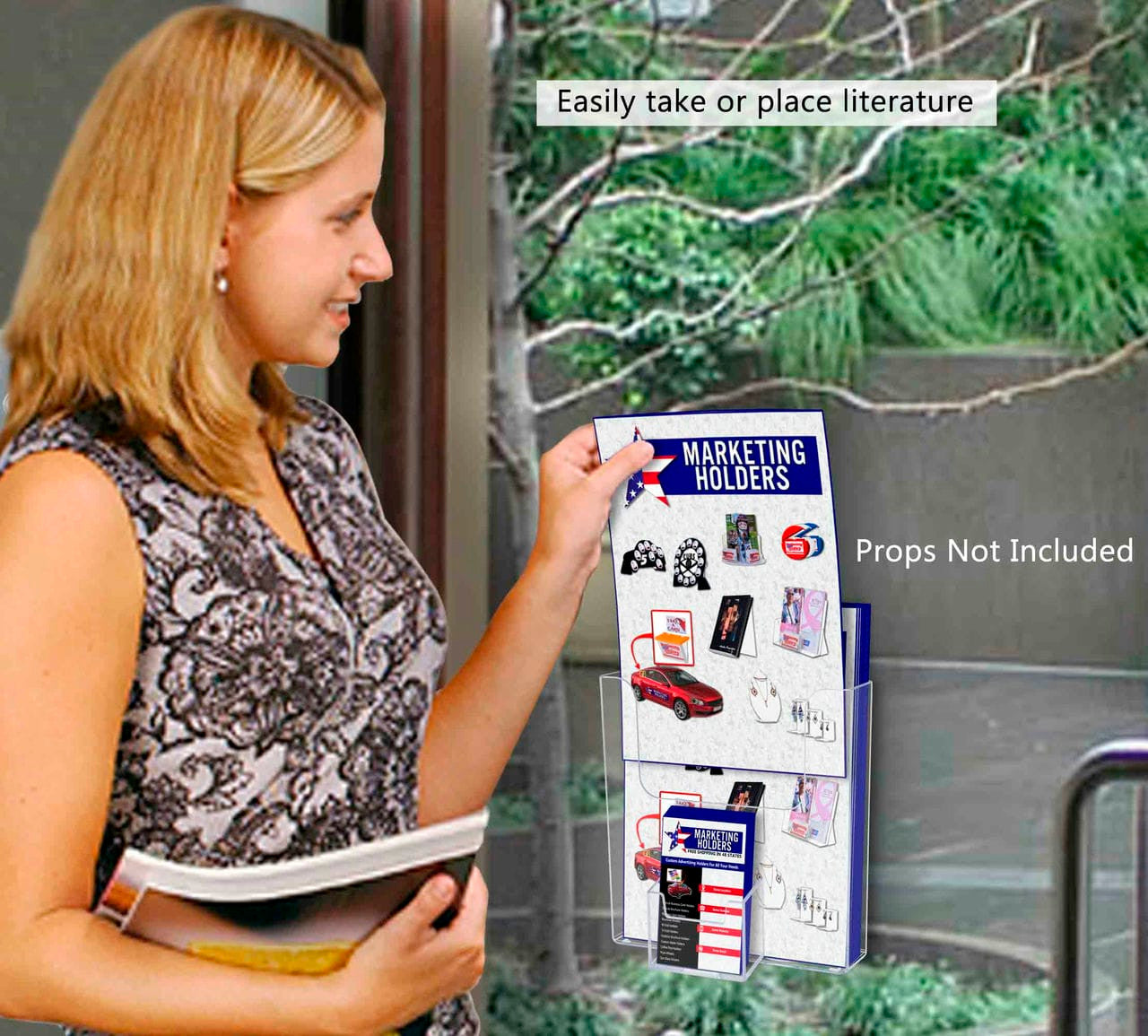 Suction Cup 6"W Bifold Holder with Vertical Card Slot