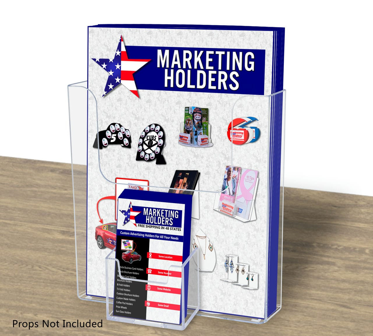 6"W Booklet Holder Literature Display with Business Card Pocket