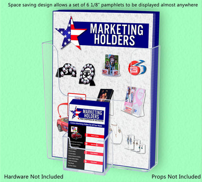 6"W Booklet Holder Literature Display with Business Card Pocket