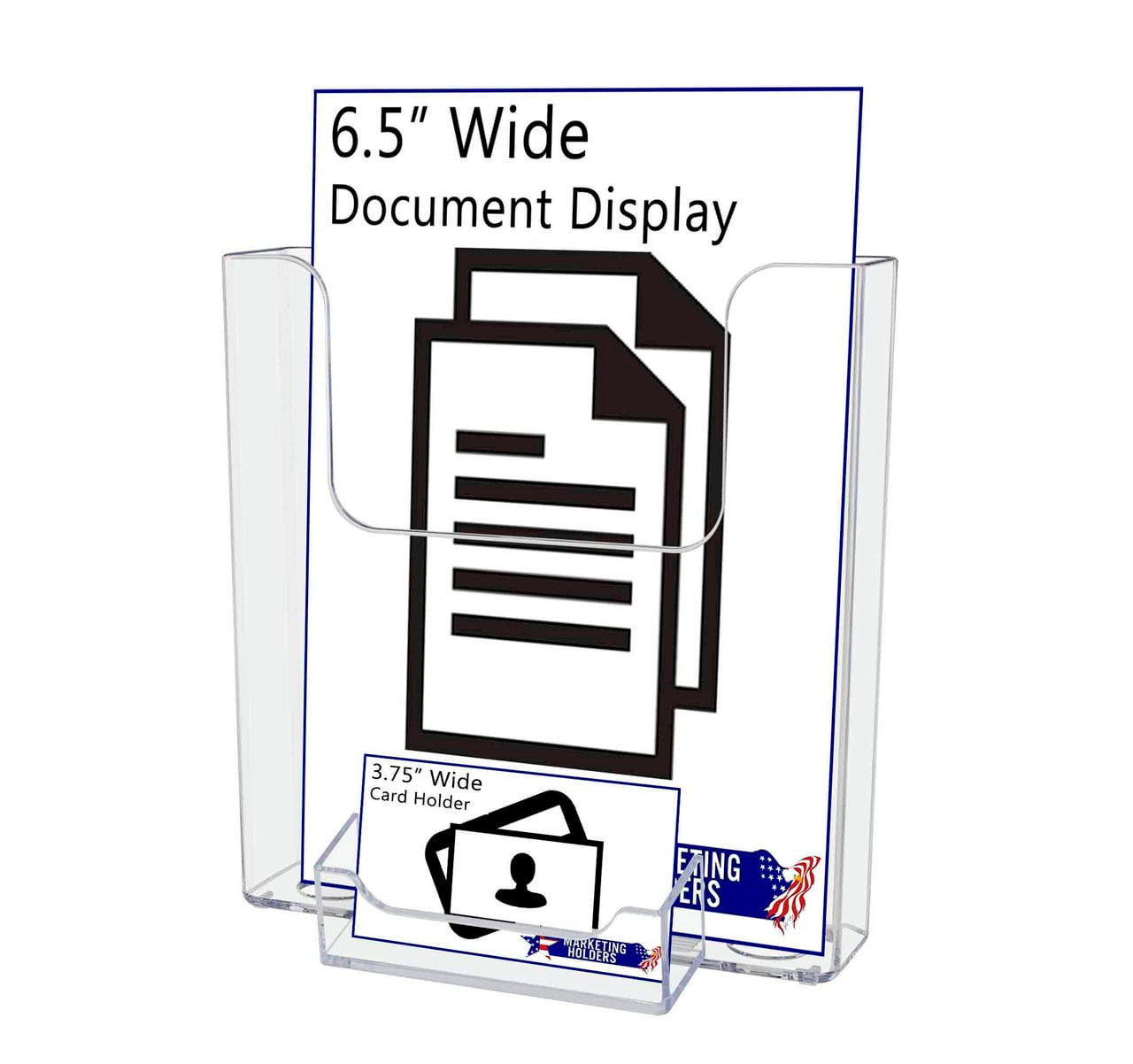 6.5"W Bifold Brochure Booklet Holder with Business Card Pocket