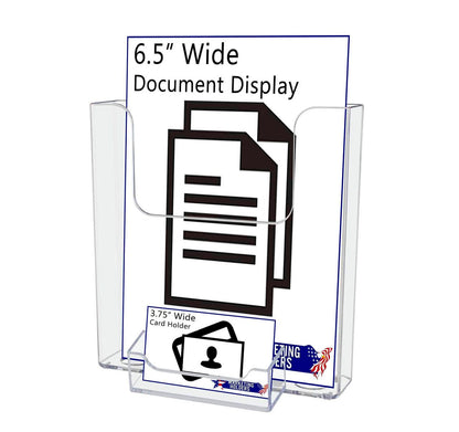6.5"W Bifold Brochure Booklet Holder with Business Card Pocket