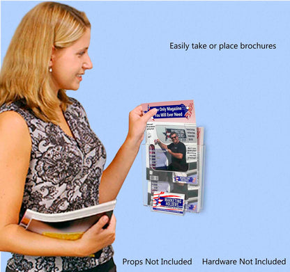 6.5"W Bifold Brochure Booklet Holder with Business Card Pocket