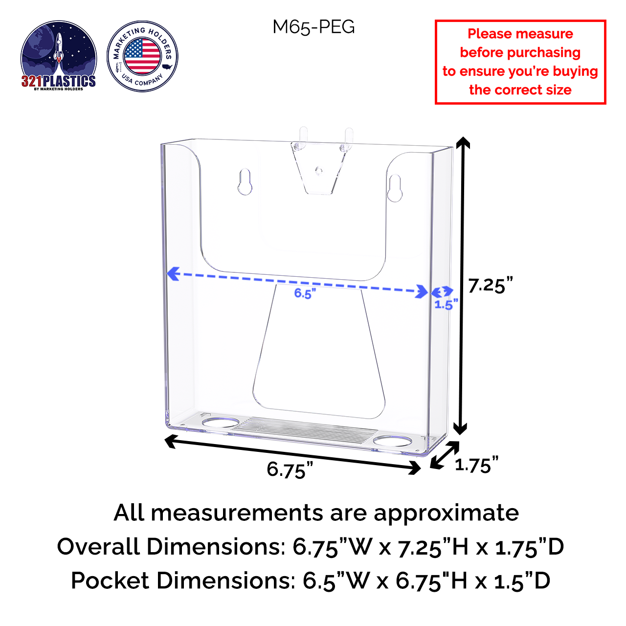 Pegboard 6.5"W Brochure Holder Booklet Display