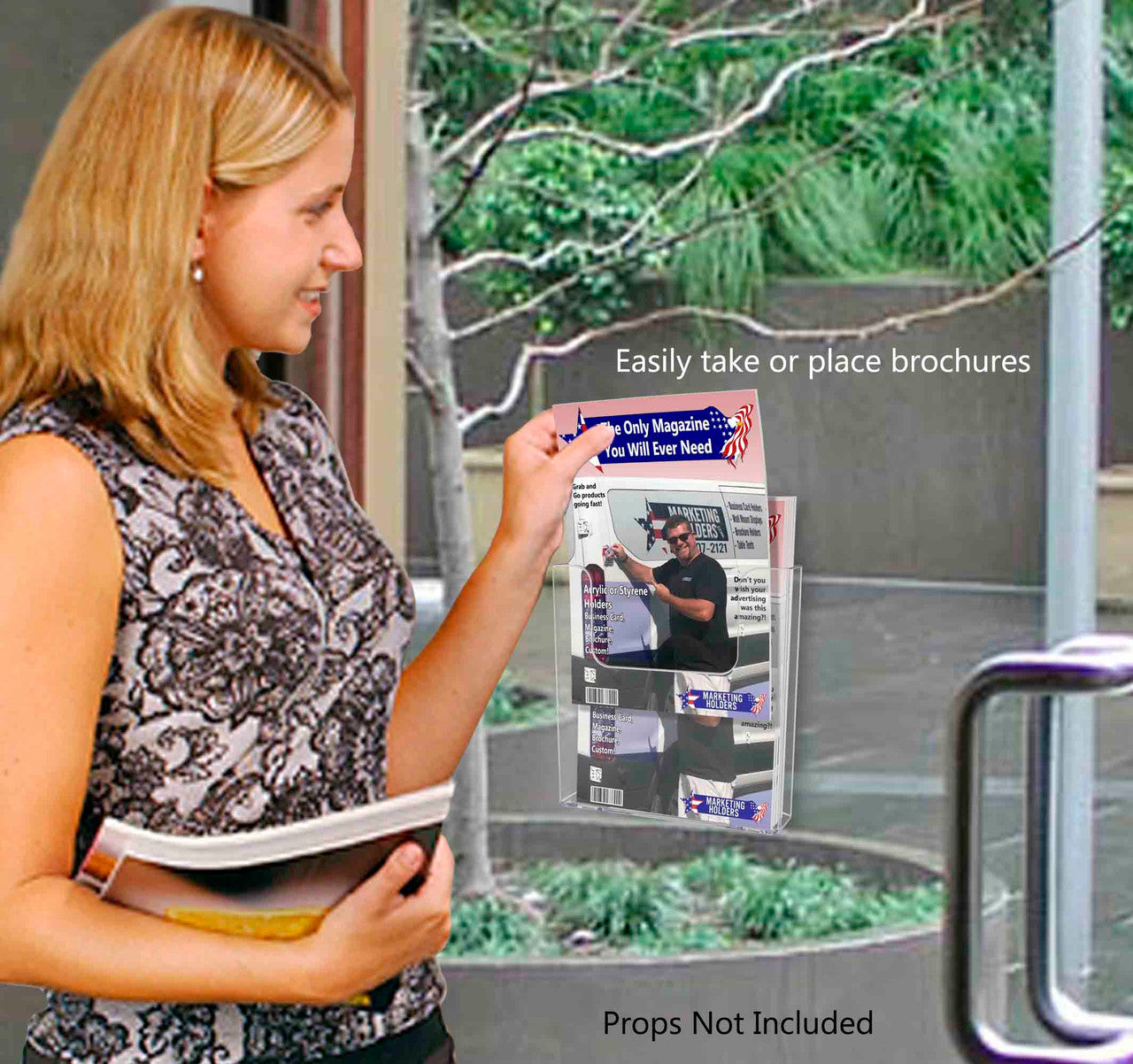 Suction Cup 6.5"W Bifold Brochure Booklet Holder Window Display