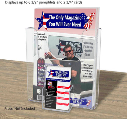 6.5"W Bifold Brochure Booklet Holder with Business Card Pocket