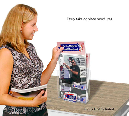 7.5"W Booklet Holder Literature Display with Business Card Pocket