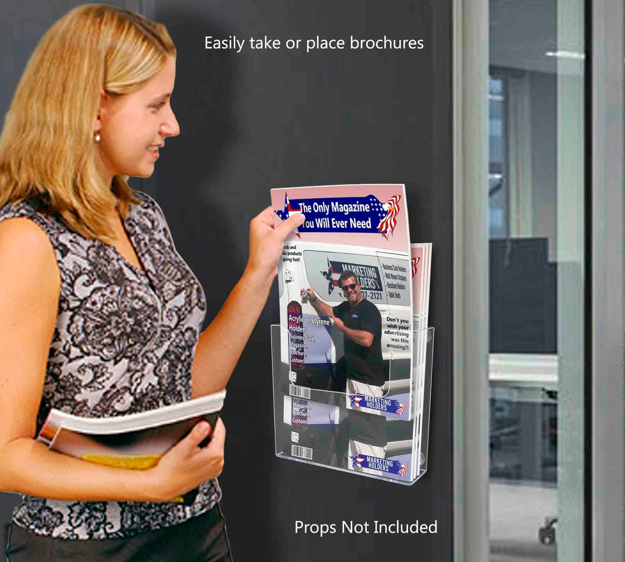 7.5"W Magnetic Flyer Holder Metal Mount Advertisement Display