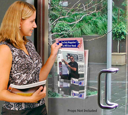 Suction Cup 7.5"W Flyer Rack Booklet Holder Window Display