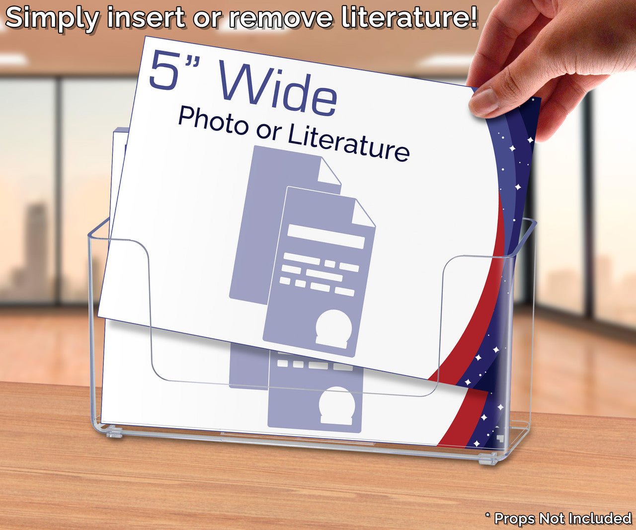 5"W Shallow Brochure Holder Clear Acrylic Pocket