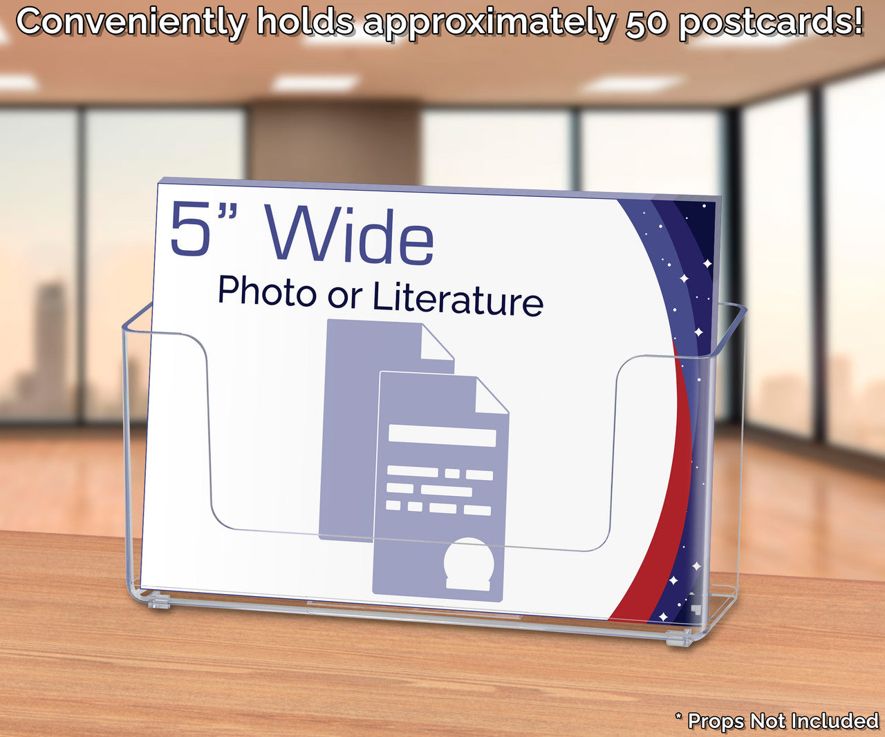 5"W Shallow Brochure Holder Clear Acrylic Pocket