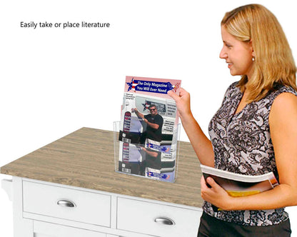 Wall 9.5"W Flyer Holder with Divider for Trifold Brochure Display