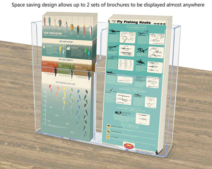 Wall 9.5"W Flyer Holder with Divider for Trifold Brochure Display