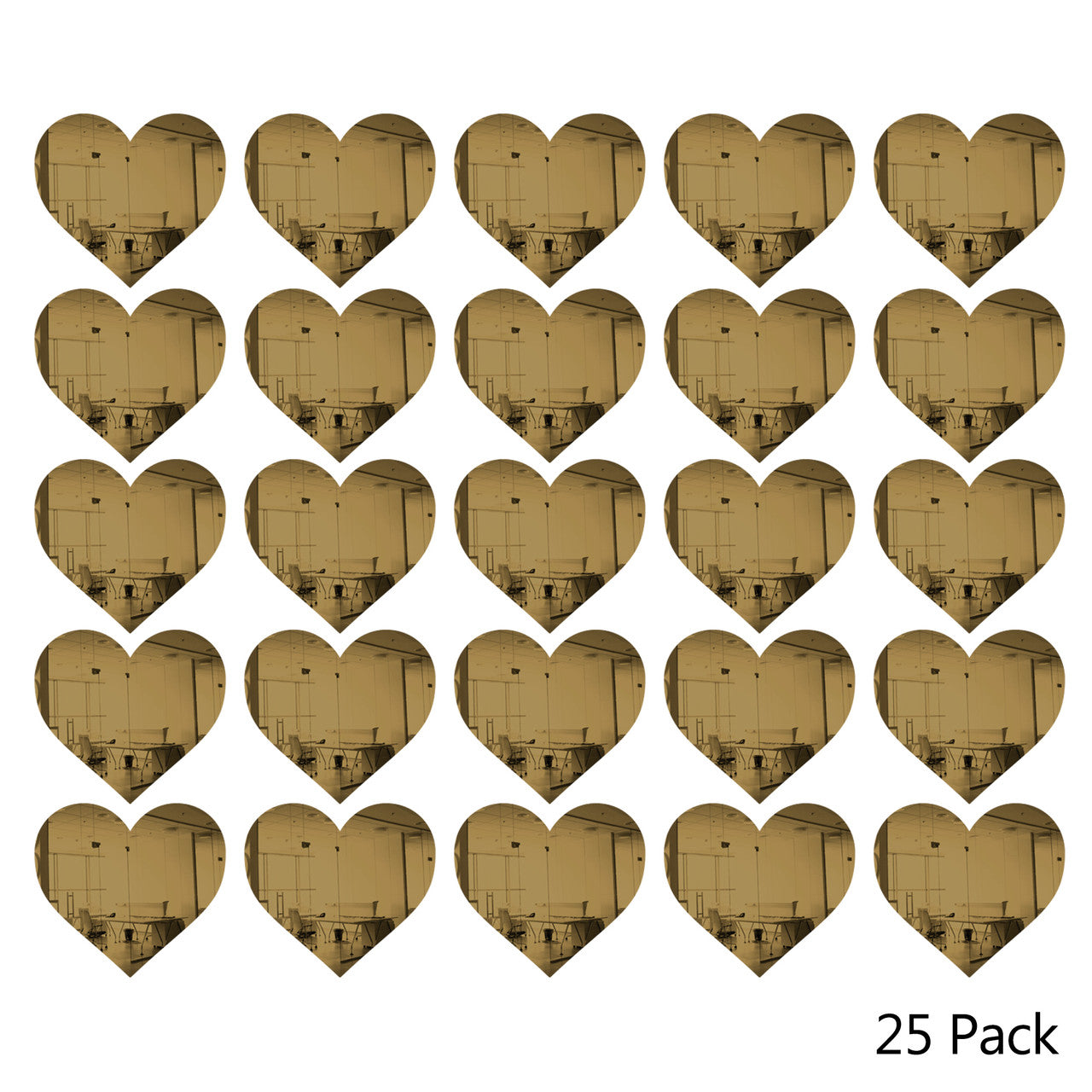25 Pack Heart Shaped Mirror Acrylic Pieces for Arts and Crafts