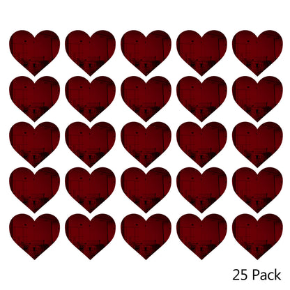 25 Pack Heart Shaped Mirror Acrylic Pieces for Arts and Crafts
