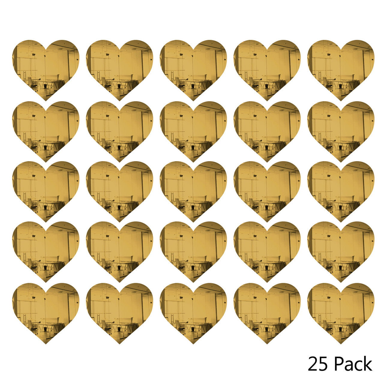 25 Pack Heart Shaped Mirror Acrylic Pieces for Arts and Crafts