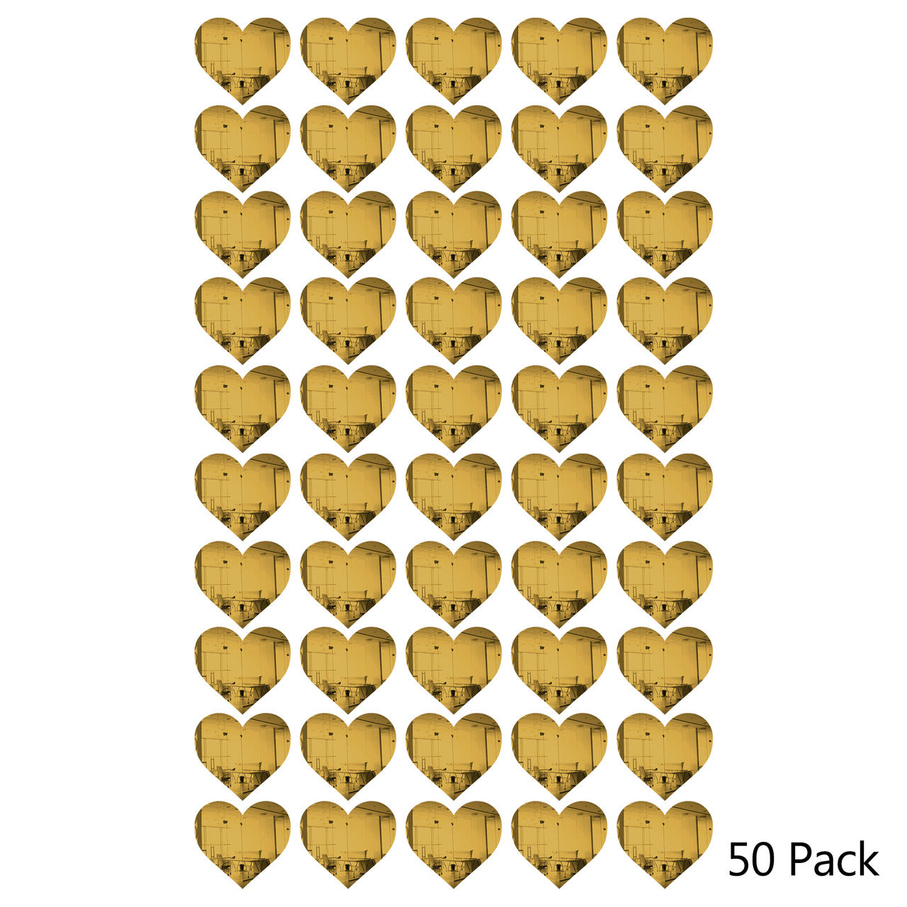 50 Pack Heart Shaped Mirror Acrylic Pieces for Arts and Crafts