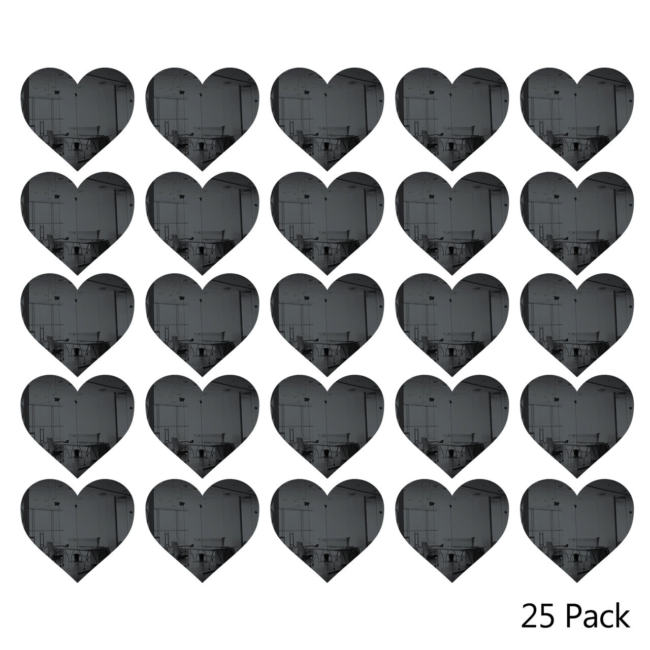 25 Pack Heart Shaped Mirror Acrylic Pieces for Arts and Crafts