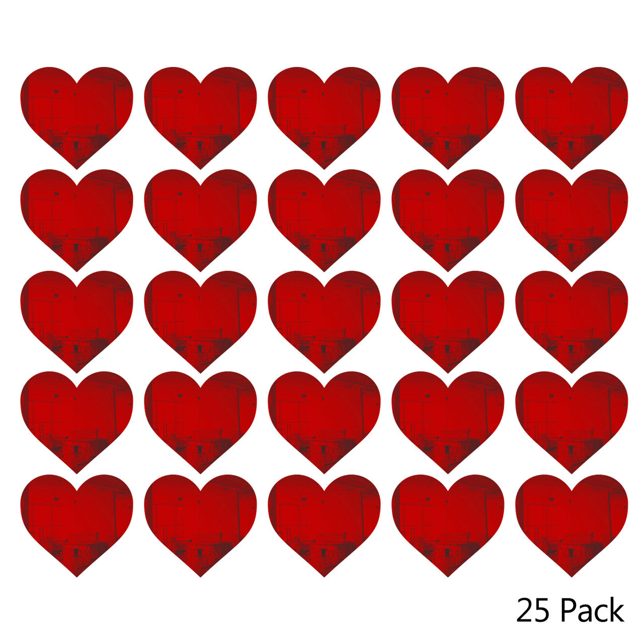 25 Pack Heart Shaped Mirror Acrylic Pieces for Arts and Crafts
