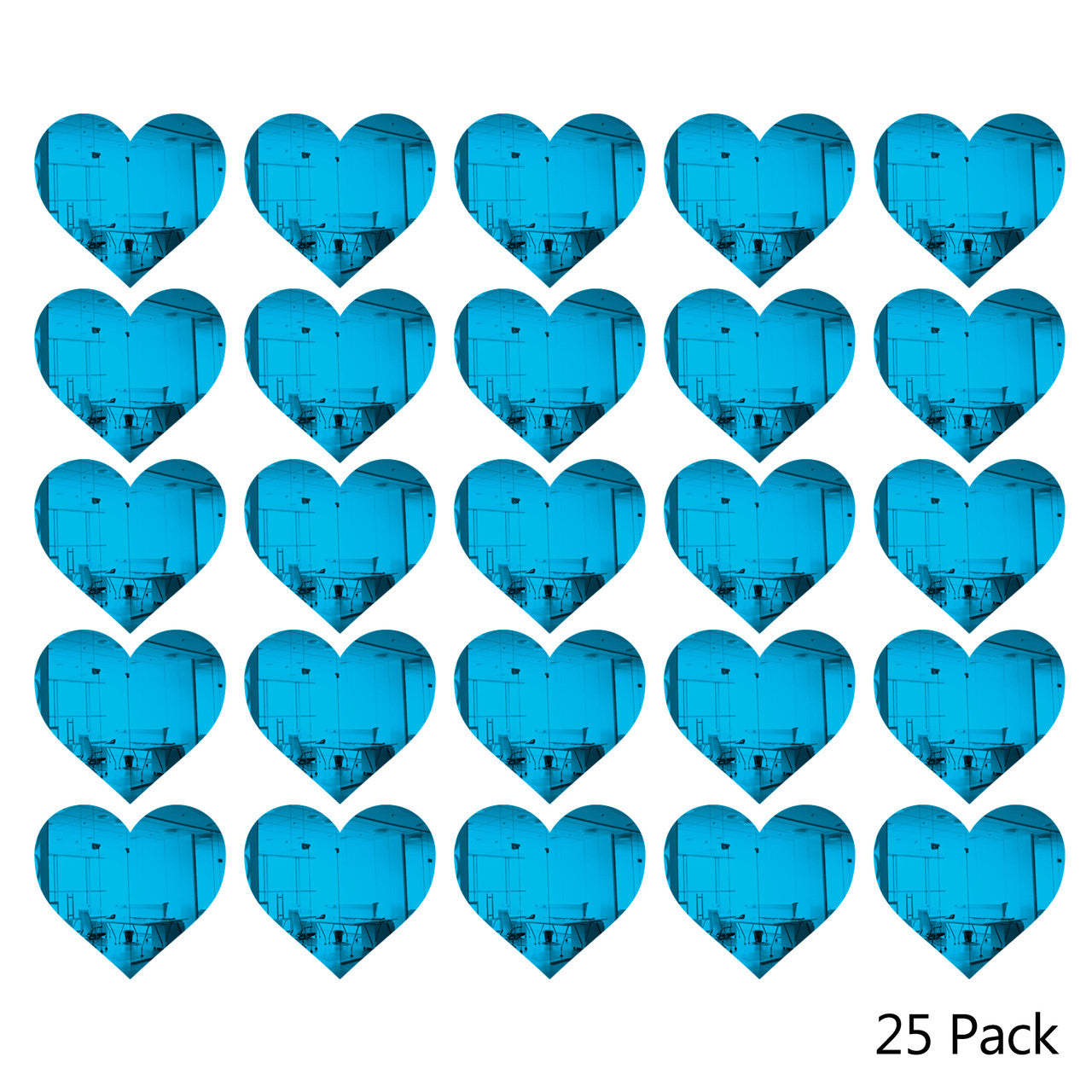 25 Pack Heart Shaped Mirror Acrylic Pieces for Arts and Crafts