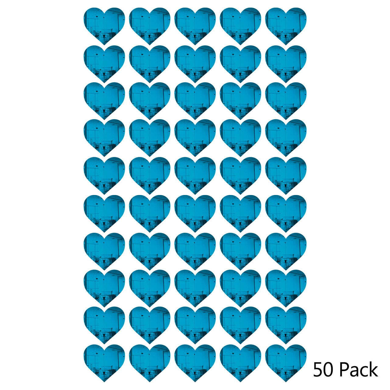 50 Pack Heart Shaped Mirror Acrylic Pieces for Arts and Crafts